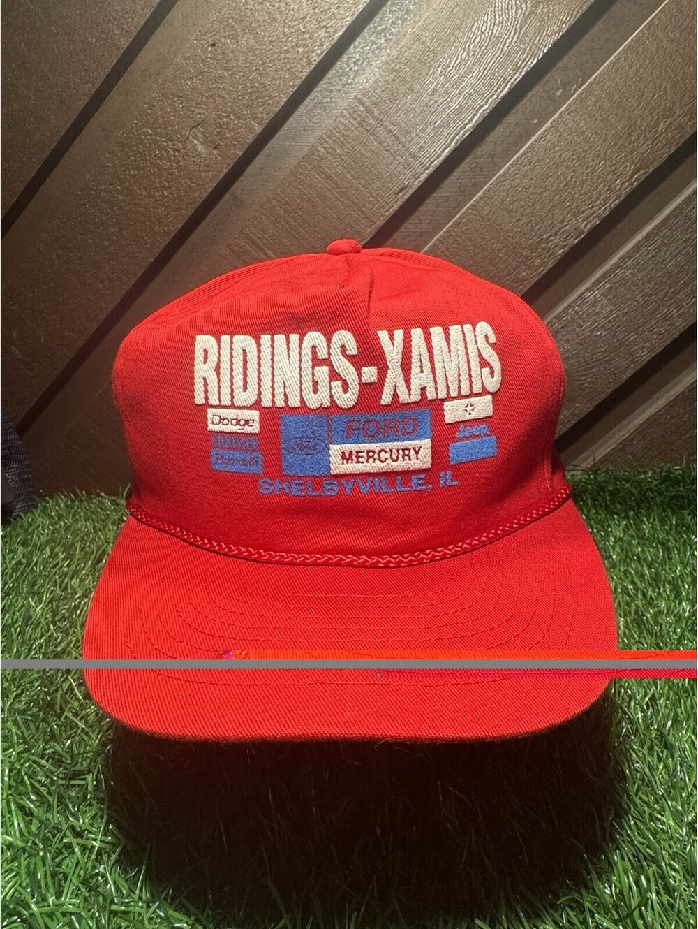 VTG 90s Ridings Xamis Chrysler Plymouth Mercury Jeep Shelbyville IL Trucker Hat
